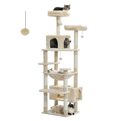 Cat  Tree & Tower for Indoor Cats With Scratching Posts, Hammock, Padded Perches, and Condos