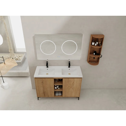 48" Freestanding Bathroom Vanity With Double Sink and Storage Rack, Soft Close Doors,Combination Cabinet(KD-Packing)