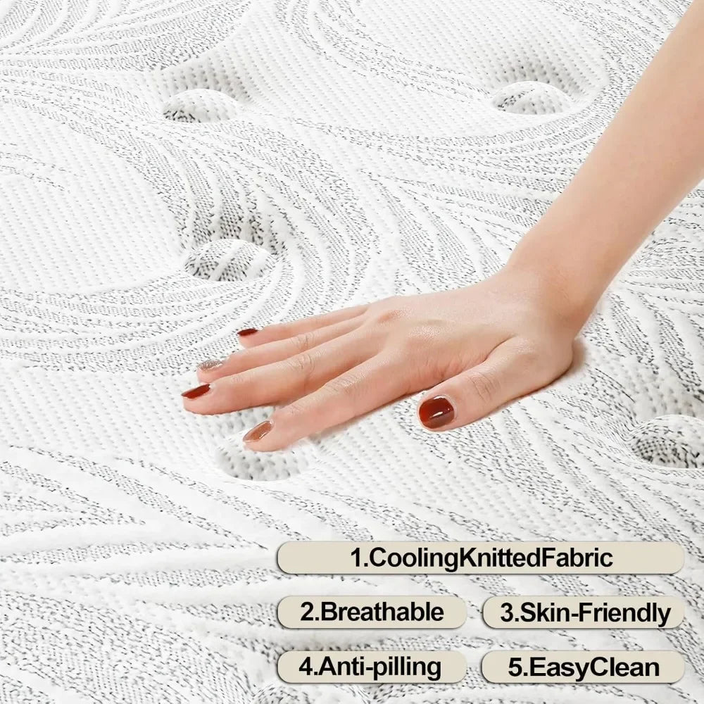 Mattress 14 Inch Gel Memory Foam Mattress with Individual Pocket Springs for Pressure Relief