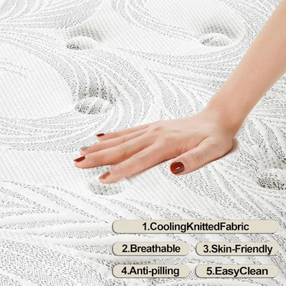 Mattress 14 Inch Gel Memory Foam Mattress with Individual Pocket Springs for Pressure Relief