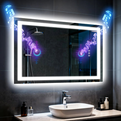 Bathroom Mirror Built-in Bluetooth Speaker, Anti-Fog