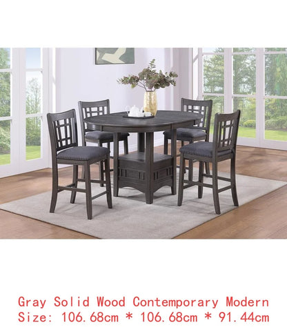 Counter Height Dining Set, Round Table with 4 Side Chairs