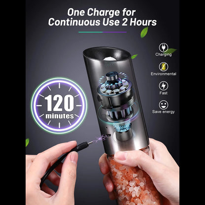 2pcs electric salt and pepper grinder set, rechargeable