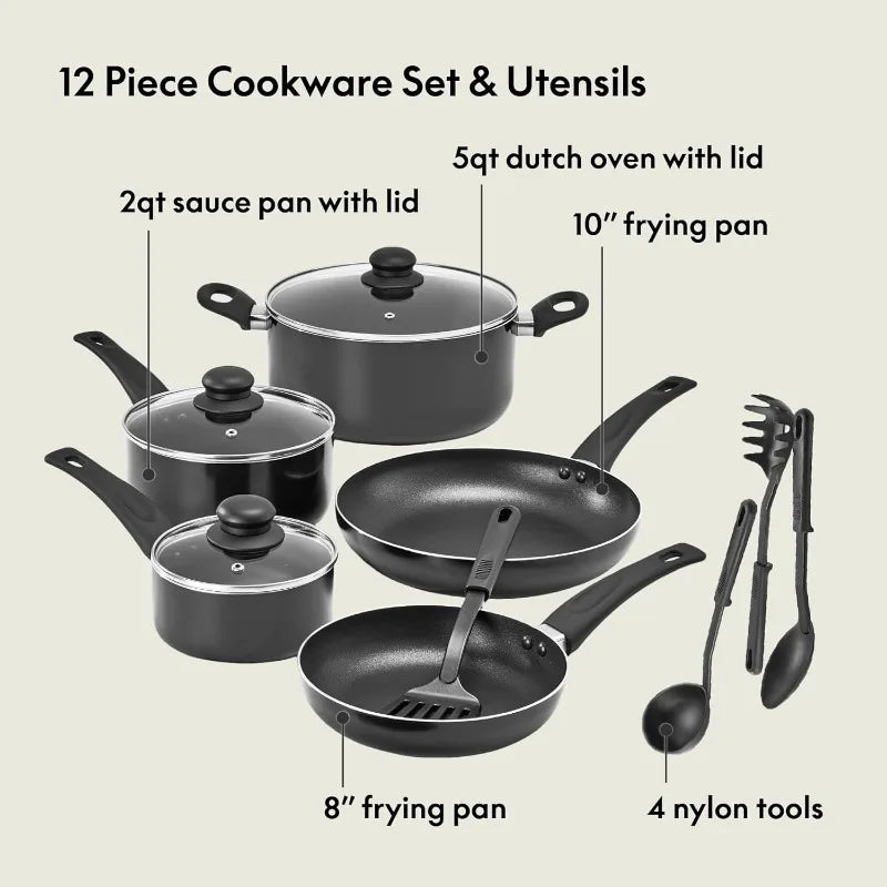 Cookware Set 12 Piece Pots andPans Utensils