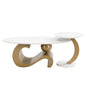 Coffee Table with Silver Stainless Steel Pedestal,Oval with Faux Marble Top