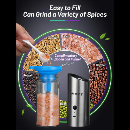 2pcs electric salt and pepper grinder set, rechargeable