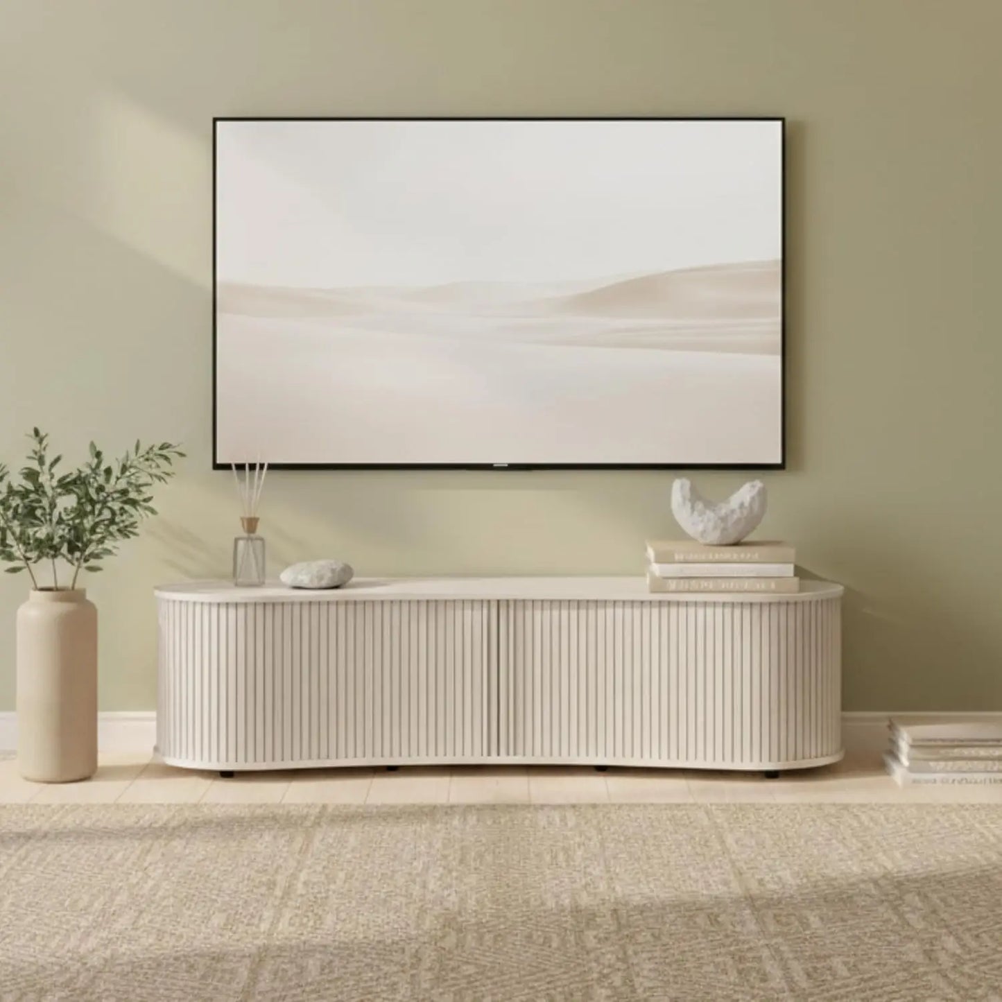 Wood TV Stand Media Console Storage Cabinet