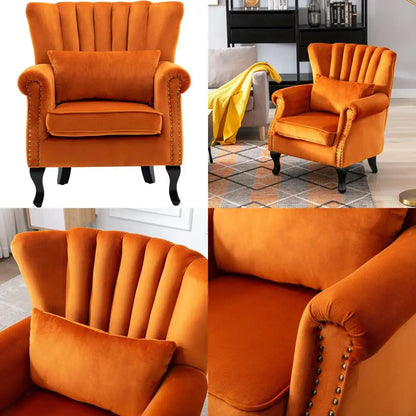 Comfortable Single Sofa with Channel Back and Pillow