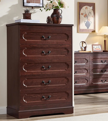 Cherry Wood Chest of Drawers, Rustic Wide Drawers