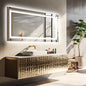 Extra Large Rectangle Bathroom Mirror LED Vanity Dimmable Backlit Anti-Fog Memory with Front and Backlight Shatter-Proof