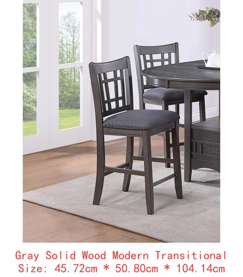 Counter Height Dining Set, Round Table with 4 Side Chairs