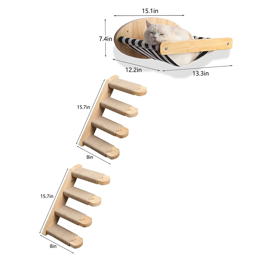 Cat Hammock with Four Sisal Stairways or Scratching Posts