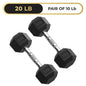Hex Dumbbell, 10-125 Lb Rubber Encased
