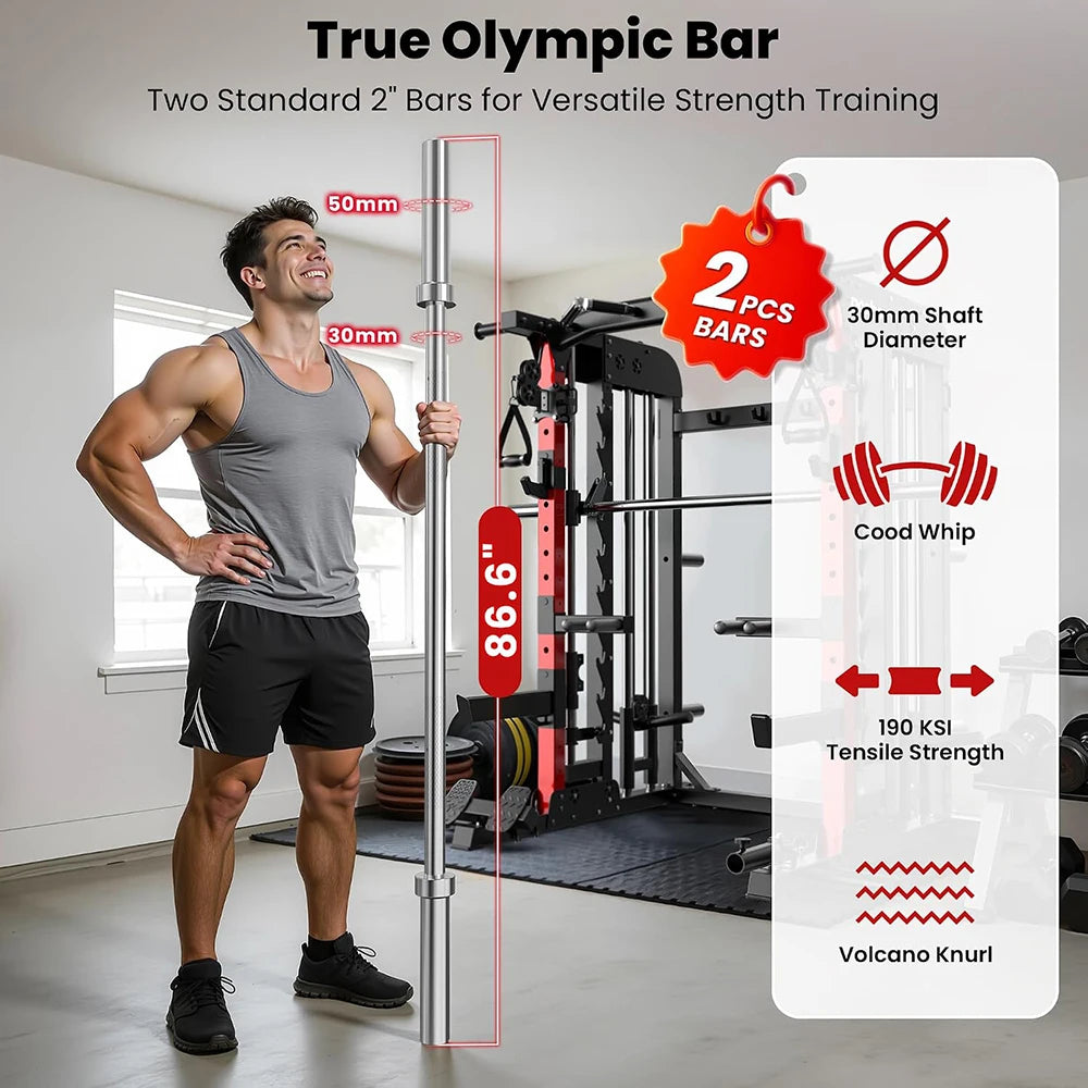 Power Cage Smith Machine with 2000LB Squat Rack Cable System
