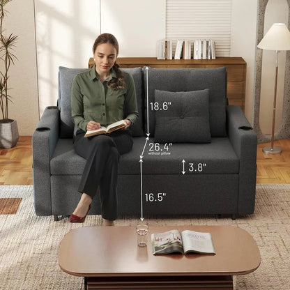 Sleeper Sofa Loveseat, Pull Out Couch with Cup Holder & USB Function
