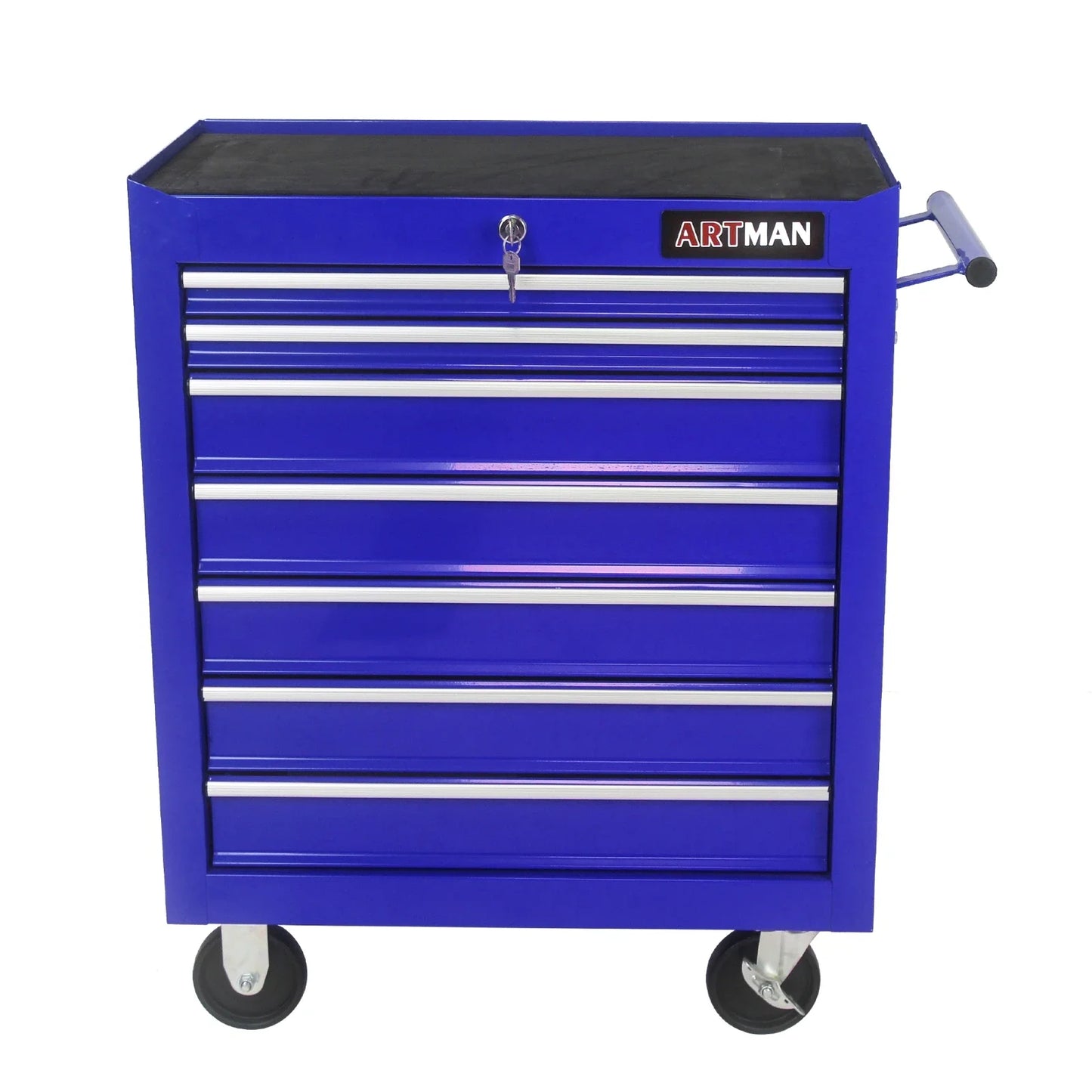 7 Drawer Rolling Tool Box with Key Lock for Garages, Workshops, Repair Shops