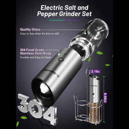 2pcs electric salt and pepper grinder set, rechargeable