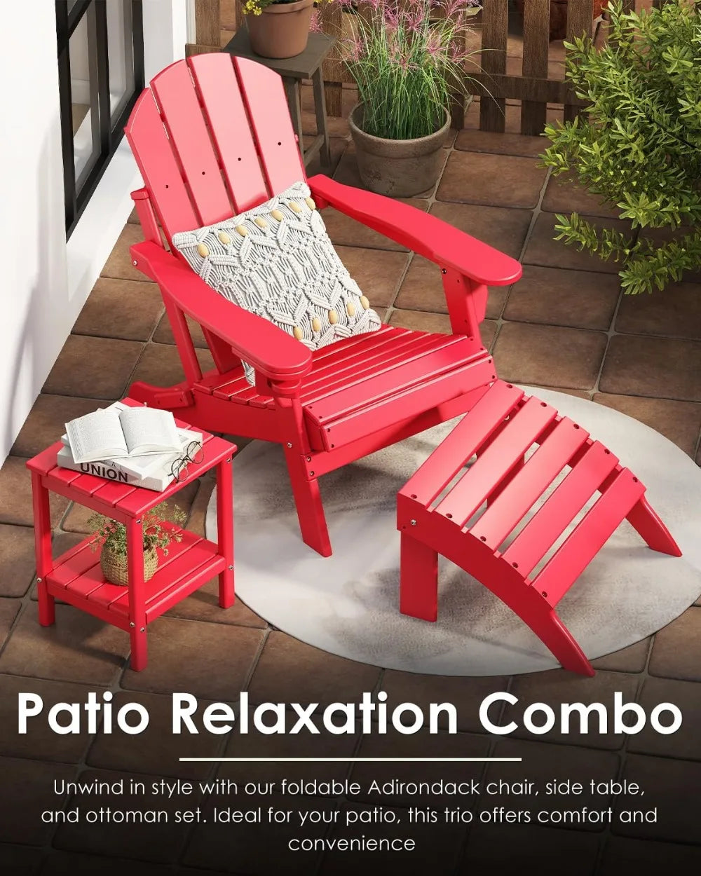 Foldable Adirondack Chairs Set of 2