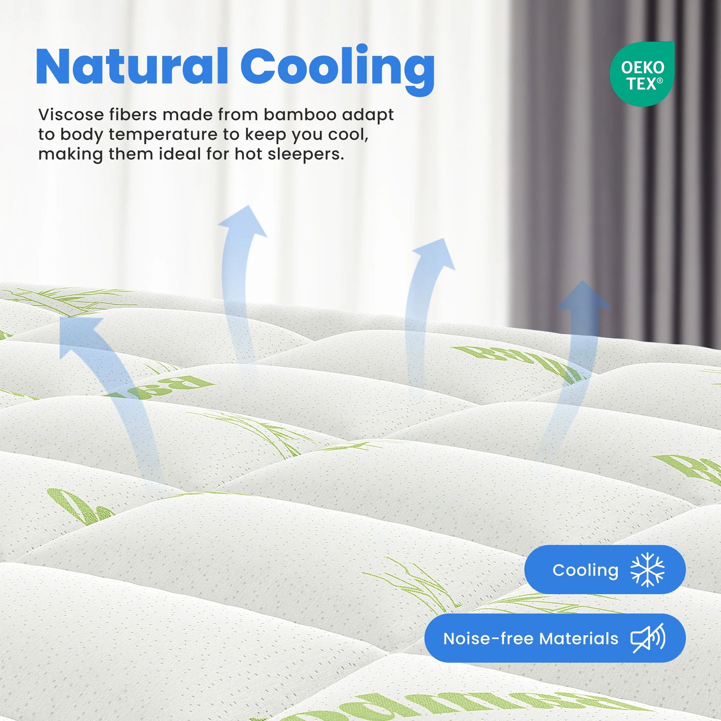 Bamboo Mattress Topper with Stretchable, Pockets, Breathable, and Cooling