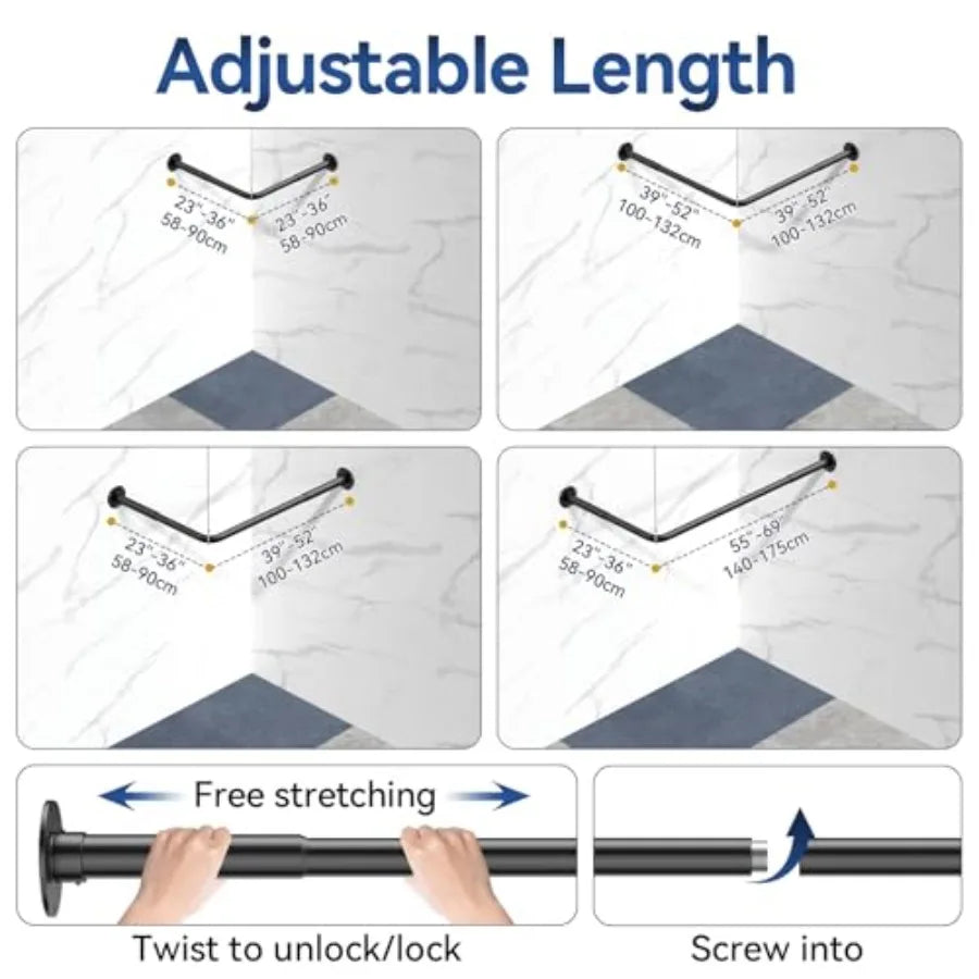 L Shaped Shower Curtain Rods Adjustable