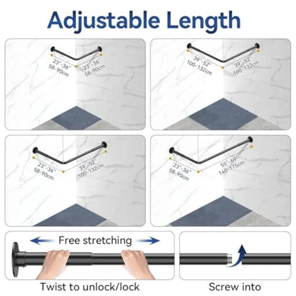 L Shaped Shower Curtain Rods Adjustable
