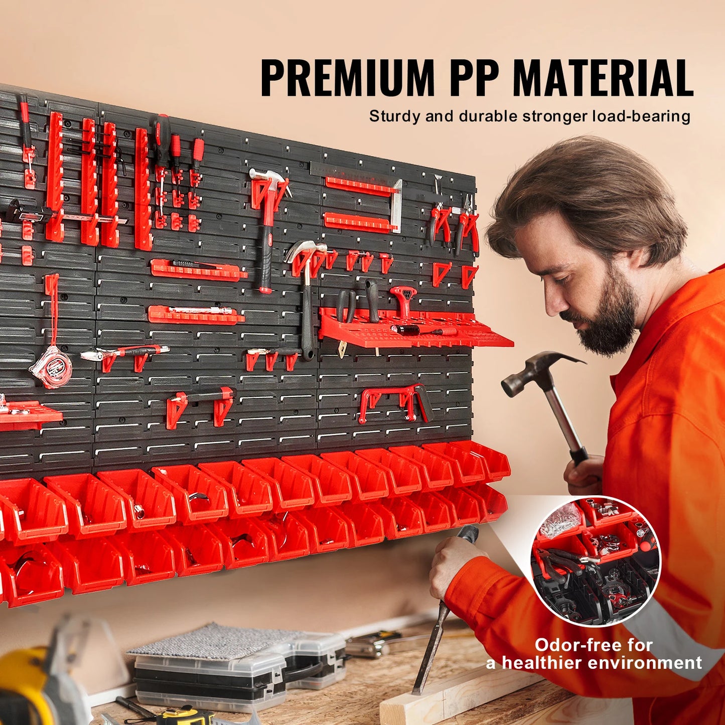 Parts Rack Organizer, with Wall Panels Hooks