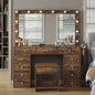 Vanity Desk & Power Mirror LED Lights, 11 Drawers, and Chair