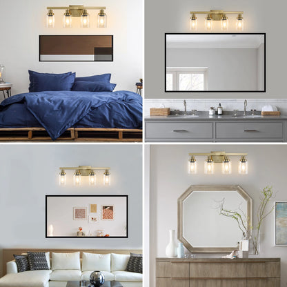 4-Light Vanity Light with Clear Glass Shades(No Bulbs)