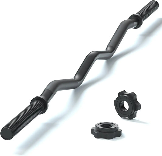 47-inch EZ Curl Bar for Weight Lifting- 220lb Capacity with Star Nuts