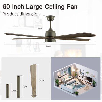 60“  Ceiling Fan Light, Adjustable