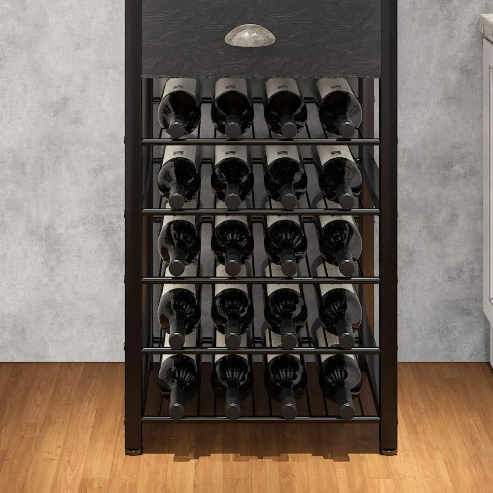 Wine Rack, Tabletop, Glass Holder & Drawer,