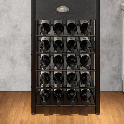 Wine Rack, Tabletop, Glass Holder & Drawer,
