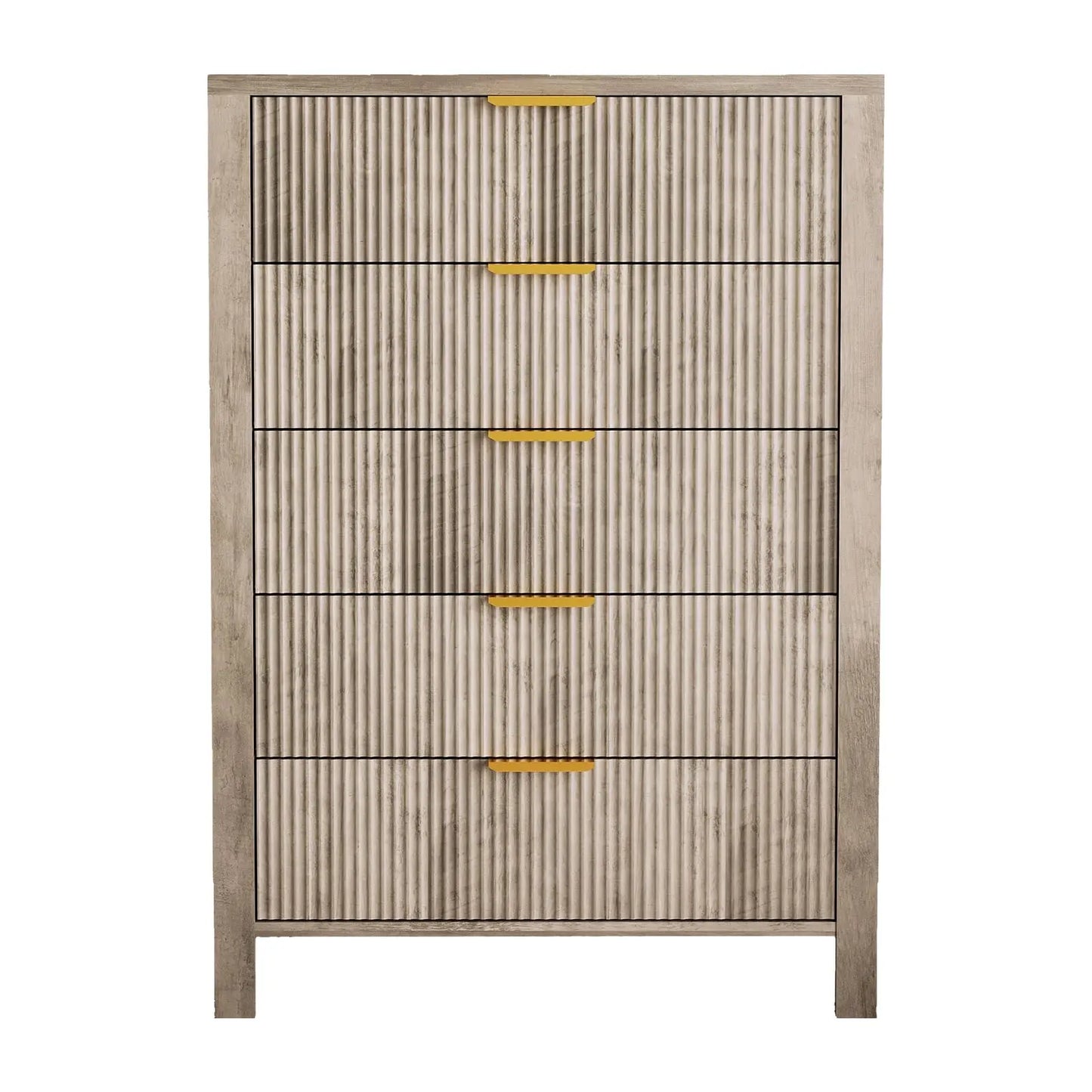 5-Drawer Oak Dresser With Gold Handles,