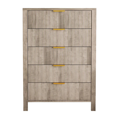 5-Drawer Oak Dresser With Gold Handles,