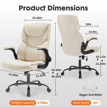Office Chair with Flip-up Arms, Leather