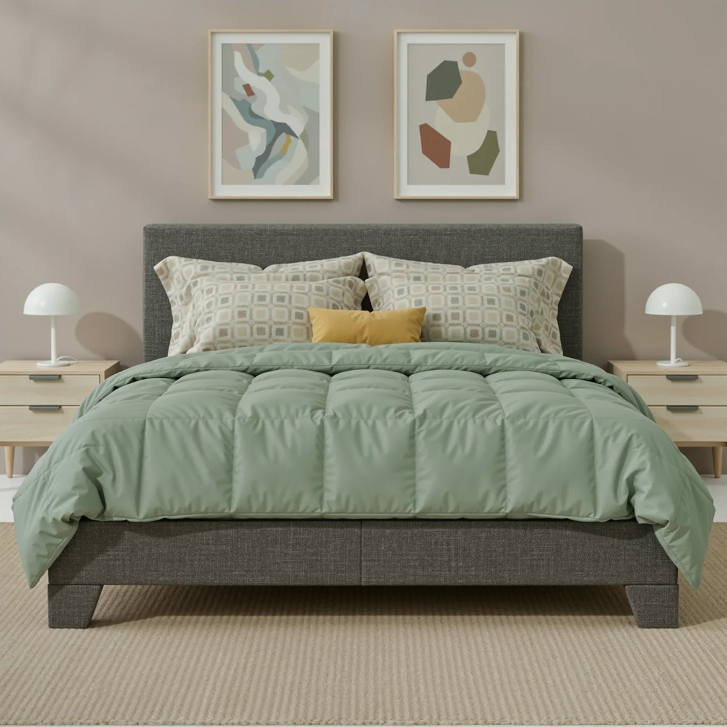 Upholstered Bed Frame with Adjustable Headboard