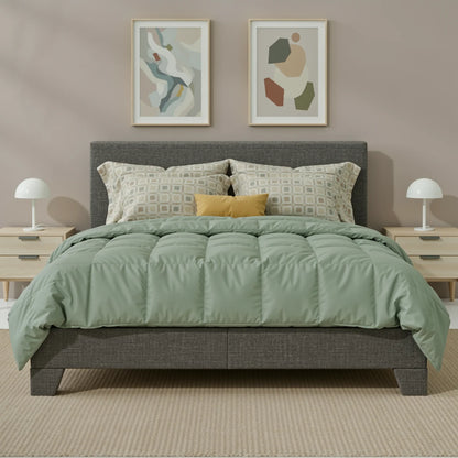 Upholstered Bed Frame with Adjustable Headboard