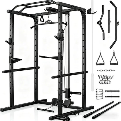 Multi-Functional Power Rack with Cable System
