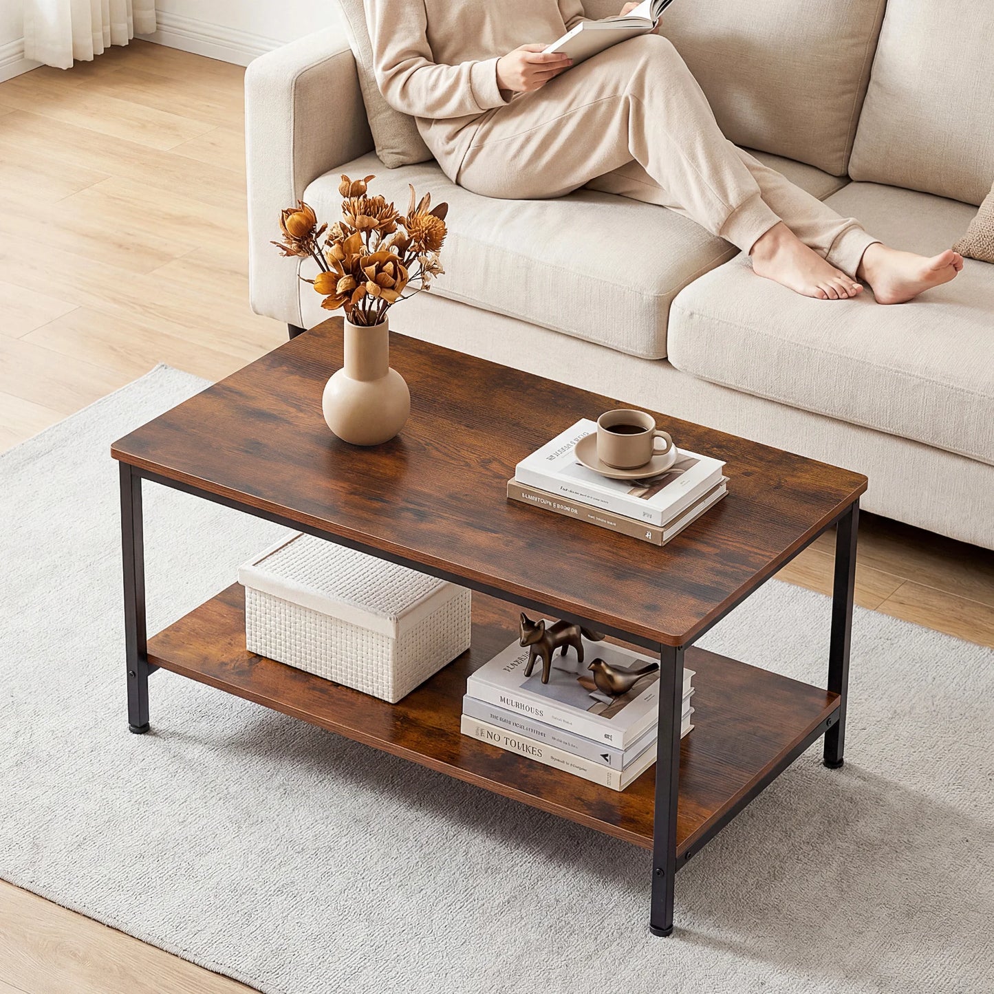 Wood Coffee Table with Storage
