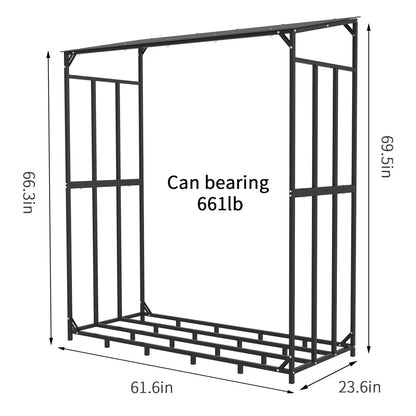 70" Outdoor Metal Firewood Rack