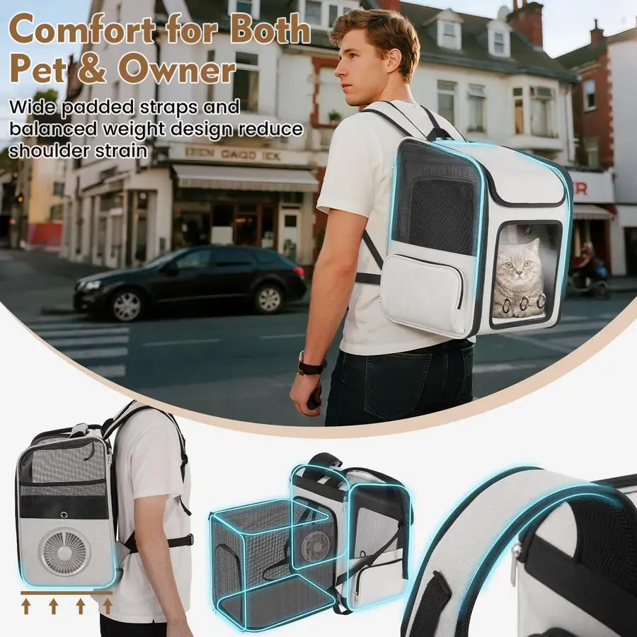 Expandable Cat Carrier Backpack for Cats and Small Dogs
