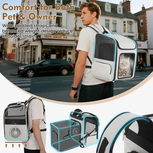 Expandable Cat Carrier Backpack for Cats and Small Dogs