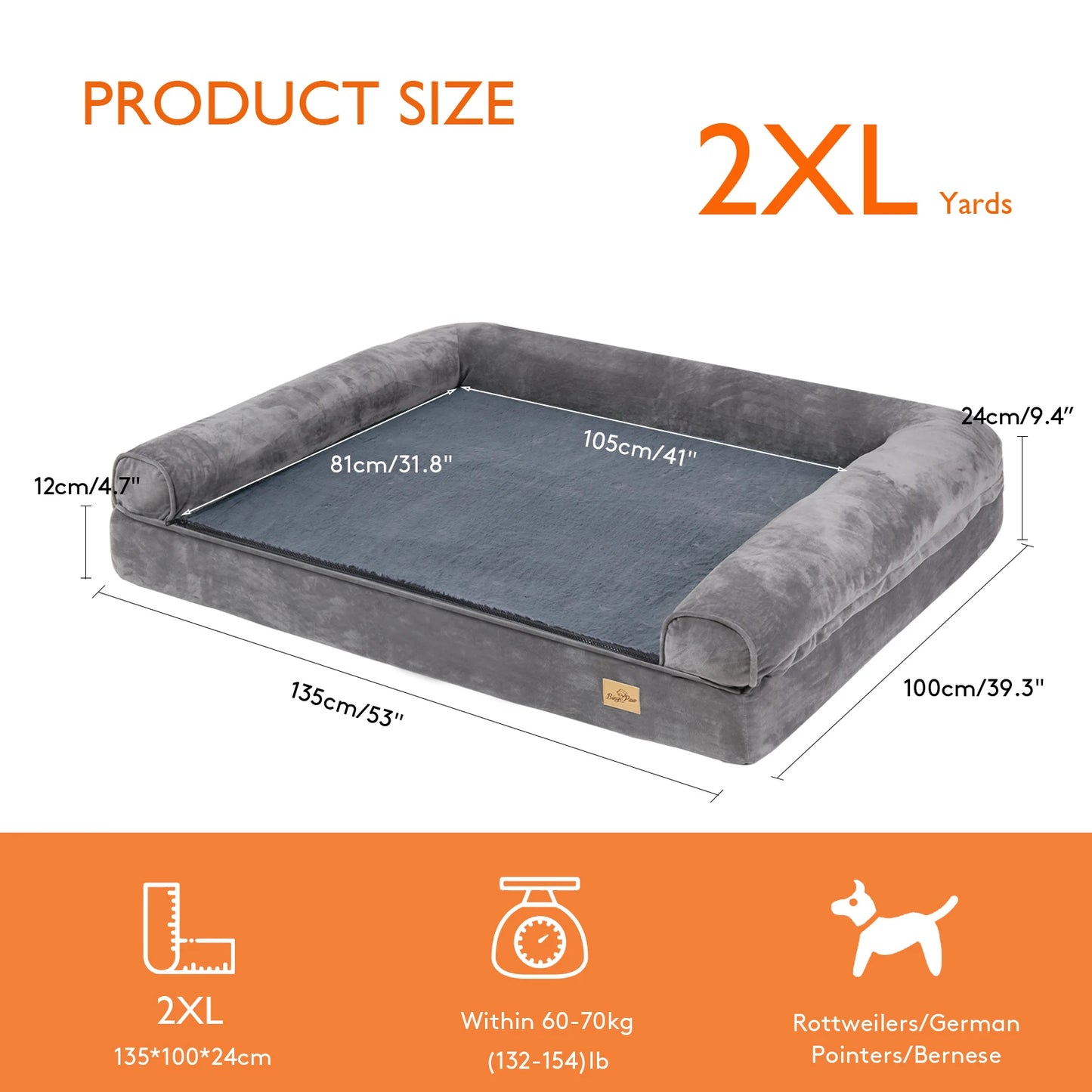 Dog Bed with Removable Washable Cover Soft Sponge Foam