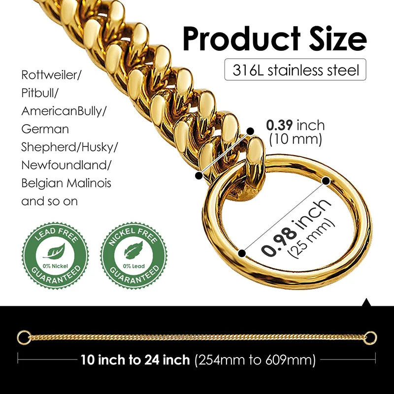 Stainless Chain Collar for Walking & Training