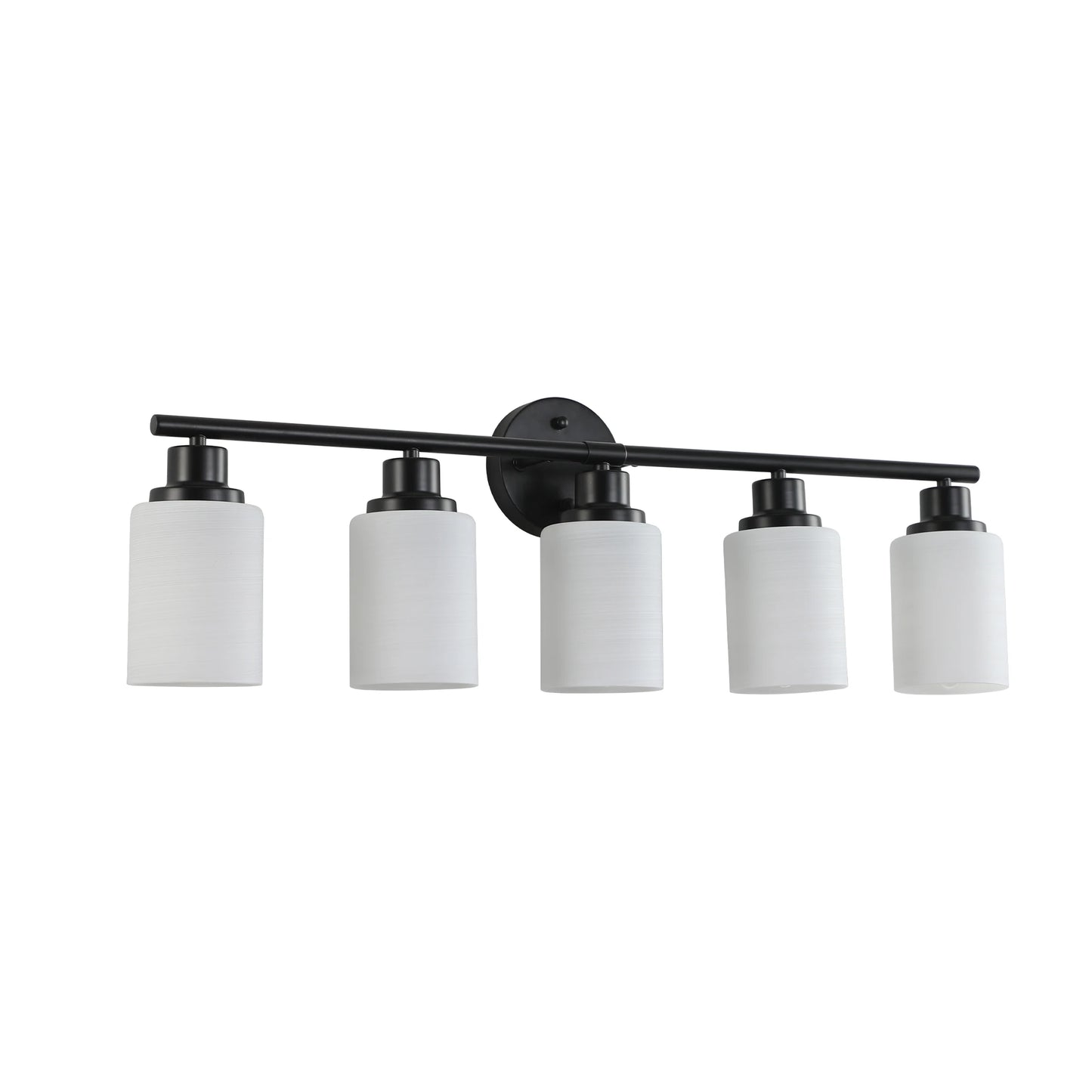 Bathroom Mirror Light, Frosted White Glass Lampshades with Black Iron Frame
