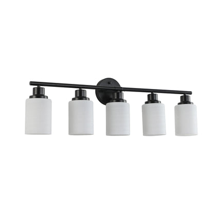 Bathroom Mirror Light, Frosted White Glass Lampshades with Black Iron Frame