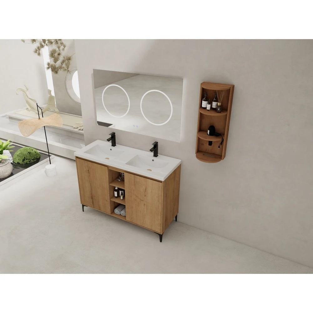 48" Freestanding Bathroom Vanity With Double Sink and Storage Rack, Soft Close Doors,Combination Cabinet(KD-Packing)
