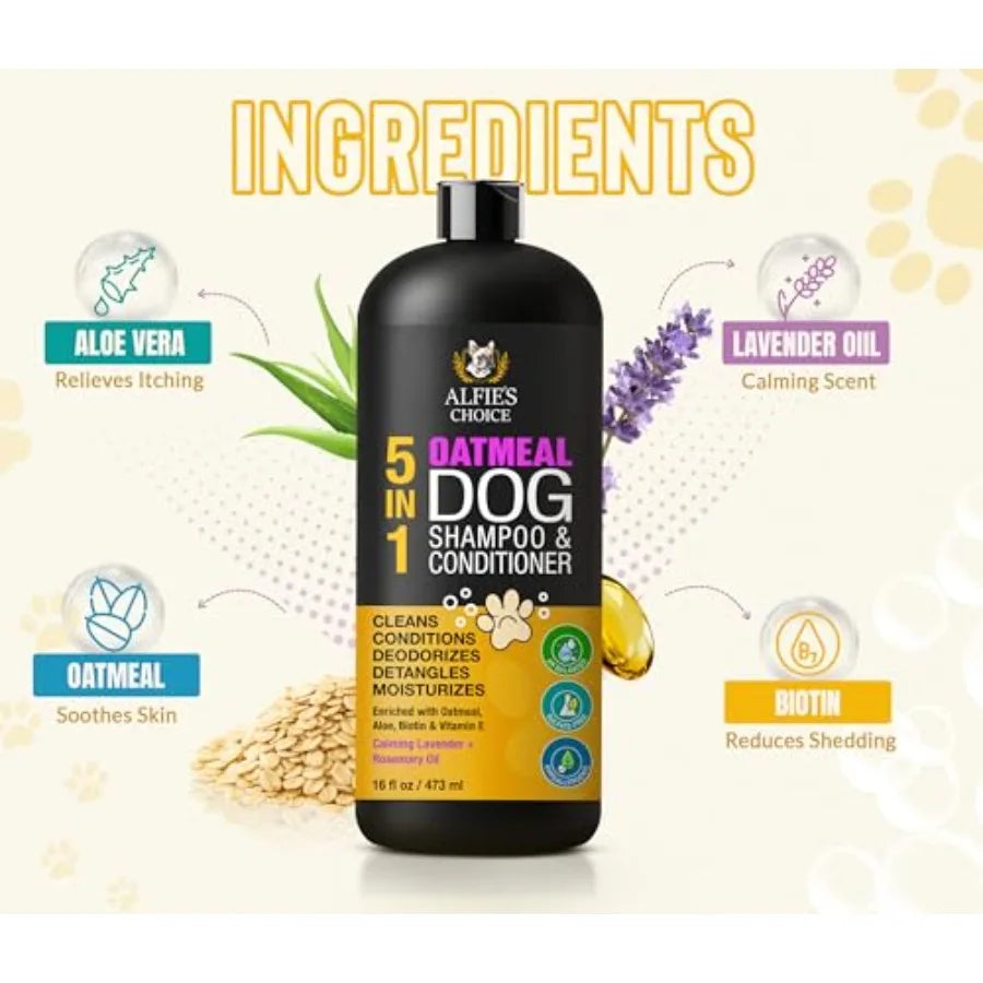 Shampoo and Conditioner for Itchy Skin Relief Puppy Shampoo for Sensitive Skin , Deodorizes and Detangles
