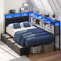 Bed Frame with Headboard and Storage Drawers, Metal Platform