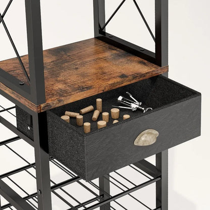 Wine Rack, Tabletop, Glass Holder & Drawer,